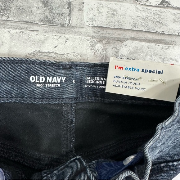 Old Navy Girls Black Denim 360 Stretch Raw Hem Ballerina Jeggings - Size 8 - Picture 6 of 12